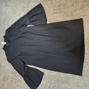 J.Crew Shift Dress Black Ruffle-Neck Bell Sleeve Women's Size 8 NWT